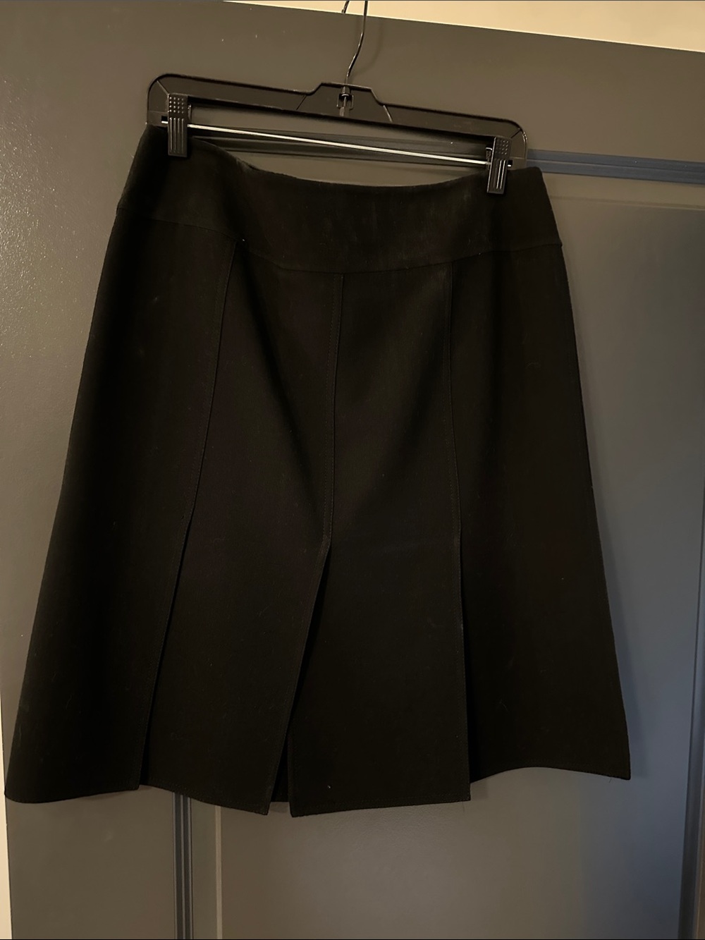 Tailored Black A-Line Skirt - large panel fringe detail.